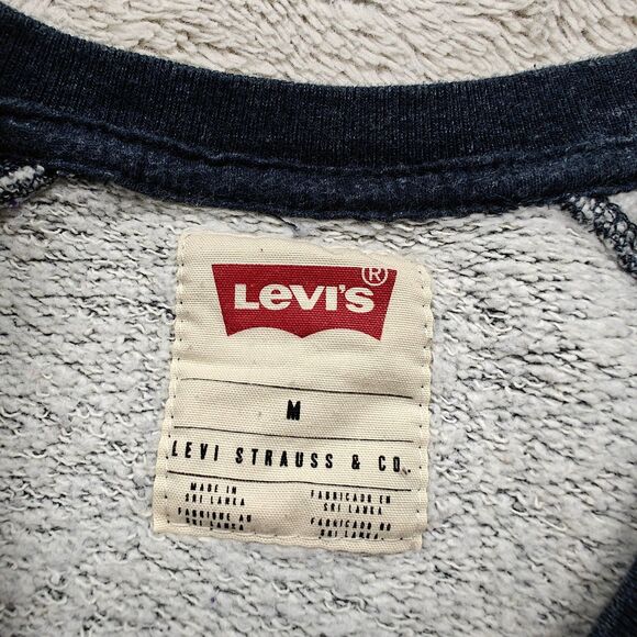 Levi's Fleece Lined Sweater Men's M Grey Preppy Minimalist Basic Plain - Picture 2 of 5